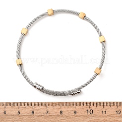 Duo Tone 304 Stainless Steel Cube Bead Cuff Bangles for Women&nbsp;SA-CBA2192-01GP