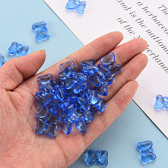 透明なアクリルパーツ  蝶結び  ブルー  13.5x18x5.5mm  穴：2.5mm  約173個/139g&nbsp;LS-TACR-T024-02BA-940