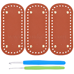 楕円形のPUレザーDIYハンドバッグ底3個  2個 2スタイル アルミかぎ針フック  シエナ  180x80mm&nbsp;DIY-CL0002-33A