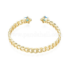 Cubic Zirconia Star Open Cuff Bangle&nbsp;BJEW-N012-017