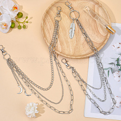 2Pcs 2 Styles Alloy 3 Layer Tassel Chain Belts for Pants&nbsp;AJEW-GF0011-95