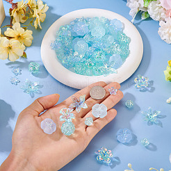 DIYファインディングキット  花のアクリルビーズキャップとビーズを含む  ライトブルー  11.5~25.5x11.5~28x3~7mm  穴：1.5~2.5mm  120個/セット&nbsp;DIY-TA0014-27