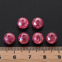 クリアクラックアクリルビーズ  ABカラーメッキ  ラウンド  サクランボ色  8x7mm  穴：1.8mm  約1745個/500g&nbsp;MACR-S373-66-L02