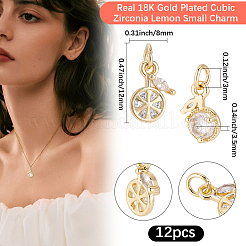 12Pcs Fruits Brass Micro Pave Cubic Zirconia Charms&nbsp;KK-BBC0024-42