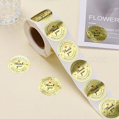 1.5インチありがとうステッカー  自己粘着クラフト紙ギフトタグステッカー  粘着ラベル  フラットラウンド  ゴールド;フラットラウンド：38mm  500PCS /ロール&nbsp;X-DIY-G021-12C