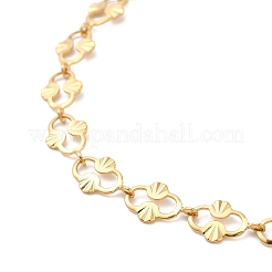 女性用304ステンレススチールチェーンブレスレット  ゴールドカラー  花  7-1/2インチ（19cm）  リンク：11x6.5mm&nbsp;BJEW-I313-01