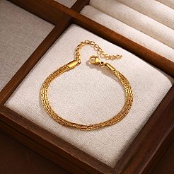 ステンレススチール マルチ連 ブレスレット  ボストンリンクチェーンブレスレット（女性用）  ゴールドカラー  6-1/4インチ（16cm）&nbsp;PW-WGEA4EE-01