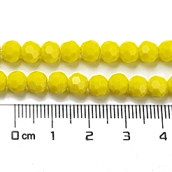 不透明ガラスビーズスタンド  ファセット（32ファセット）  ラウンド  きいろ  6mm  穴：1mm  約98個/連  20.47''（52センチメートル）&nbsp;EGLA-A035-P6mm-D04