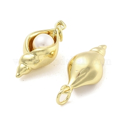 Brass with ABS Plastic Pearl Pendants&nbsp;KK-U060-01G