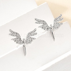 女神真鍮マイクロパヴェキュービックジルコニアスタッドピアス＆ペンダントネックレスセット  カドミウムフリー＆鉛フリー  長持ちメッキ  ラックめっき  プラチナ  16.50インチ（419mm）&nbsp;SJEW-Z002-03P