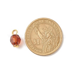 ファセット透明アクリルチャーム  ゴールデントーン鉄パーツ  ラウンド  ミックスカラー  13~13.5x7.5mm  穴：3mm&nbsp;PALLOY-JF01602