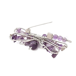 Natural Gemstone & Brass & Iron Brooches&nbsp;JEWB-H034-01P