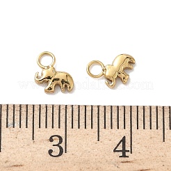 304ステンレススチールチャーム  象のチャーム  18KGP本金メッキ  7x6.5x1.5mm  穴：2mm&nbsp;KK-D503-17G