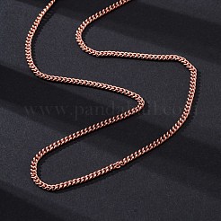 女性用真鍮キューバチェーンネックレス  304ステンレススチール製カニカン付き  ラックめっき  鉛フリー＆カドミウムフリー  長持ちメッキ  ローズゴールド  17.72インチ（45cm）&nbsp;NJEW-D302-57RG