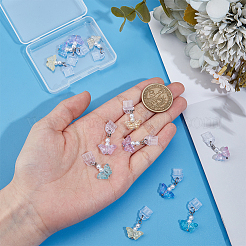 12スタイルプラスチックモバイル防塵プラグ6個  ランプワークの蝶のペンダント付き  ミックスカラー  31mm&nbsp;HJEW-OC00252