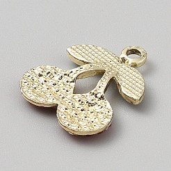 合金ラインストーンペンダント  エナメルスタイル  チェリー  ゴールドカラー  21x17.5x2.5mm  穴：2mm&nbsp;LS-FIND-TAC0002-126B
