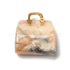 Natural Crazy Agate Brass Pendants&nbsp;KK-E274-01G-10