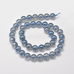 電気メッキ合成クォーツビーズ連売り  ラウンド  フル虹メッキ  スチールブルー  3mm  穴：1mm  約135個/連  15.7インチ&nbsp;EGLA-J061-3mm-FR04