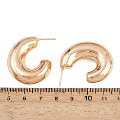 真鍮製スタンドピアス  C字型  18KGP本金メッキ  34x29x9mm&nbsp;EJEW-H168-14A-G