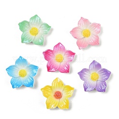 不透明な樹脂エナメルカボション  花  グリッターパウダー付き  ミックスカラー  26x26x6mm&nbsp;CRES-D308-07