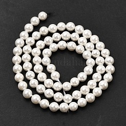 電気めっきシェルパールビーズ連売り  ラウンド  ホワイト  5mm  穴：0.7mm  約79個/連  15.55''（39.5センチメートル）&nbsp;BSHE-K017-5mm