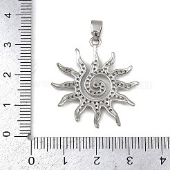 真鍮製マイクロパヴェキュービックジルコニアペンダント  太陽  プラチナ  31x28x3mm  穴：5x3mm&nbsp;KK-K303-01P