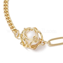 Natural Cultured Freshwater Pearl Bead Macrame Pouch Link Bracelets&nbsp;BJEW-JB10229