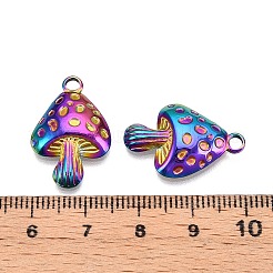 304ステンレスペンダント  きのこチャーム  虹色  23.5x15.5x4mm  穴：1.8mm&nbsp;STAS-N098-139M