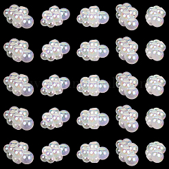 35 個の UV メッキレインボー虹色アクリルビーズ  ツートン  ブドウ  クリアAB  25x16x14mm  穴：3.7mm&nbsp;PACR-PA0001-15