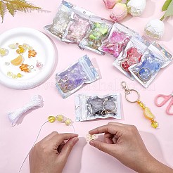 Diyキーホルダーキット  亜鉛合金製回転式ロブスタークロウ留め具付き  鉄製キーホルダーの留め具と丸カン  アクリルビーズ  ジッパー付きプラスチック製レーザーバッグ  真鍮製リング  ナイロン糸  ミックスカラー  31.5x13x5mm  穴：10mm  10pc&nbsp;DIY-BM0001-66