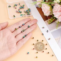 イオンプレーティング（IP）304ステンレススチールビーズ60個  オーバル  虹色  5x4mm  穴：1.8mm&nbsp;STAS-UN0038-98