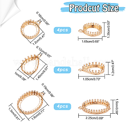 12Pcs 3 Styles Brass Open Back Bezel Pendant Cabochon Settings&nbsp;KK-FH0003-42
