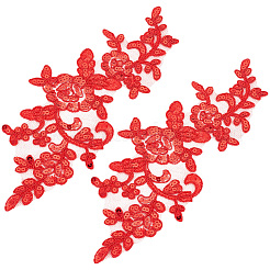 4 Pairs Leaves Polyester Embroidery Ornaments Accessories&nbsp;DIY-GF0013-66