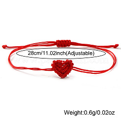 Handmade Minimalist Woven Heart Friendship Adjustable Polyester Cord Bracelets for Unisex&nbsp;LU3037