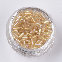 Abカラーメッキガラスラッパビーズ  透明色の虹  砂茶色  4~4.5x2mm  穴：1mm  約450 G /袋  14000個/袋&nbsp;SEED-R011-162B
