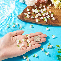 60個 3スタイル ABSプラスチック模造真珠とアクリルパーツ  花  真鍮パーツ  ホワイト  15.3mm  穴：2mm  20個/スタイル&nbsp;PALLOY-TAC0280