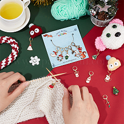 Alloy Enamel Christmas Theme Pendant Locking Stitch Markers&nbsp;HJEW-AB00085