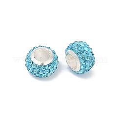 合金ラインストーン粘土パヴェビーズ  ロンデル  空色  11.5x7.5mm  穴：5mm&nbsp;ALRI-D300-03S-11
