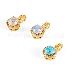 3Pcs 3 Colors Brass Micro Pave Cubic Zirconia Pendants&nbsp;KK-TA0008-25
