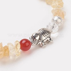 Natural Citrine(Dyed & Heated) Chips Stretch Bracelets&nbsp;BJEW-JB03718-03