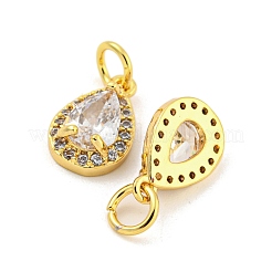 Brass Micro Pave Clear Cubic Zirconia Charms&nbsp;KK-G490-20G