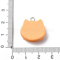 不透明樹脂ペンダント  猫のチャーム  プラチナ鉄ループ付き  ダークオレンジ  20.5x9x8mm  穴：2mm&nbsp;RESI-A050-04A