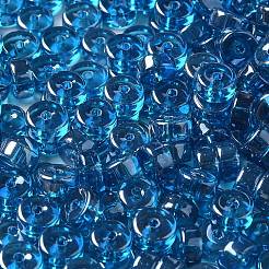 透明色光沢ガラスシードビーズ  コラム  ドジャーブルー  6x3mm  穴：1.4mm  約2027個/ポンド&nbsp;SEED-E001-T3x6mm-A01