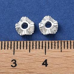 真鍮ビーズ  カドミウムフリー＆ニッケルフリー＆鉛フリー  フラットラウンド  925銀メッキ  6x3mm  穴：2mm&nbsp;KK-P256-03S