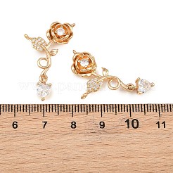 Brass Micro Pave Clear Cubic Zirconia Connector Charms&nbsp;CU-CBA2E4B-08G