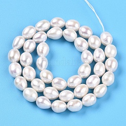 天然養殖淡水パールビーズ連売り  ライス  乳白色  8~9.5x6~7.5mm  穴：0.7mm  約41~42個/連  13.98~14.37インチ（35.5~36.5cm）&nbsp;PEAR-N012-23C-01