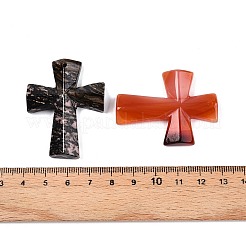 天然石&合成ミックスストーンペンダント  クロスチャーム  染めと染めの混合  46~47x35~36x7~8.5mm  穴：1.2~1.4mm&nbsp;G-N344-31
