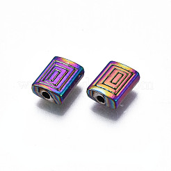 ラックメッキレインボーカラーアロイビーズ  カドミウムフリー＆ニッケルフリー＆鉛フリー  長方形  8.5x6.5x3mm  穴：1.2~1.5mm&nbsp;PALLOY-S180-358