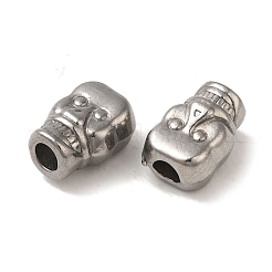 変色しない304ステンレススチールビーズ  スカル  ステンレス鋼色  9.5x7x5.5mm  穴：2.2mm&nbsp;STAS-K285-51P