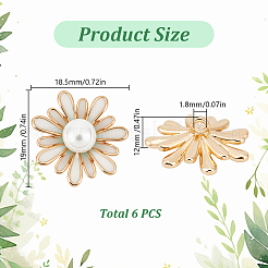 6穴合金エナメルボタン1個  プラスチック製のビーズと  花  ゴールドカラー  19x18.5x12mm  穴：1.8mm&nbsp;FIND-GO0003-78